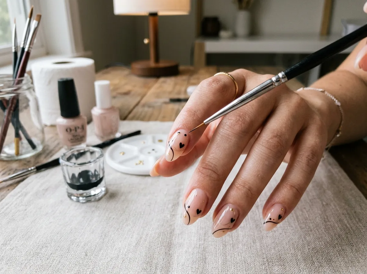 hand creating simple nail art for beginners