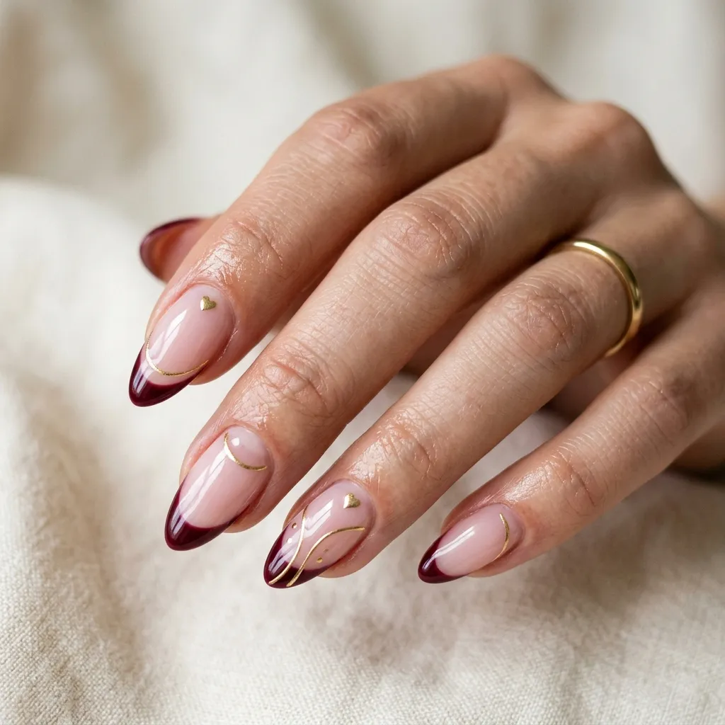 hand displaying artistic French tip nail design