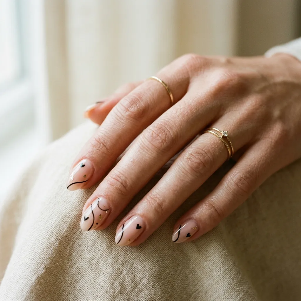 hand showing minimalist nail art design