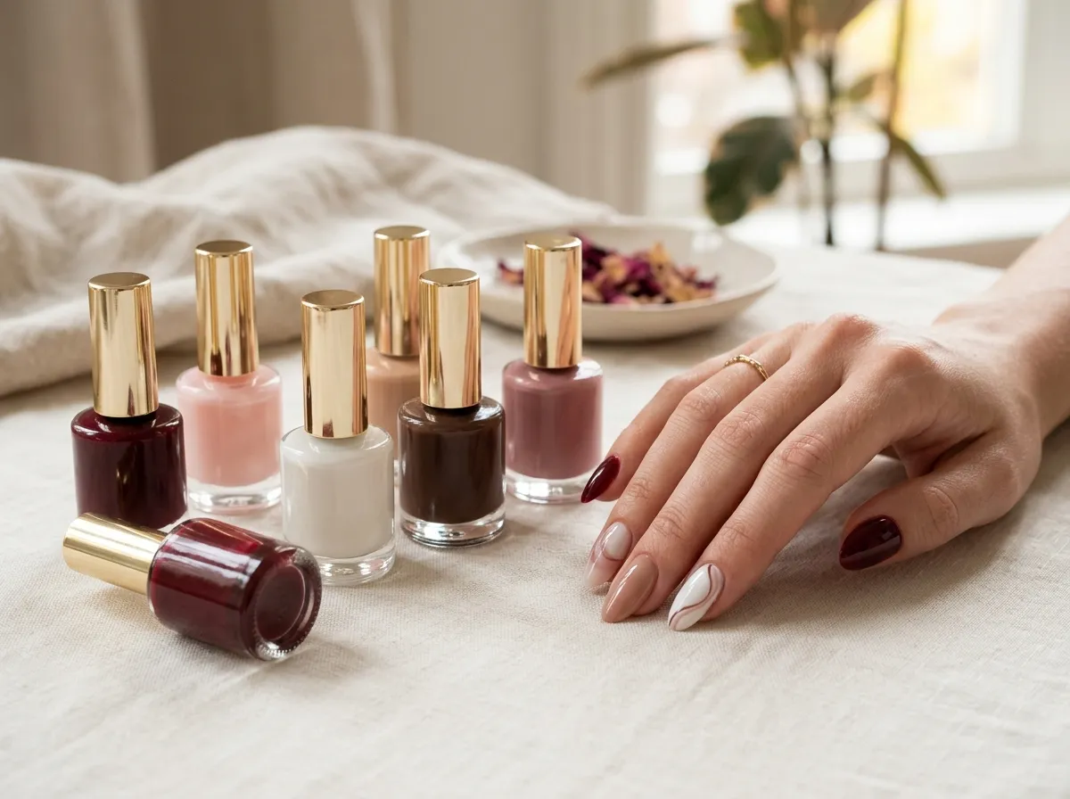 nail polish bottles and manicure color guide