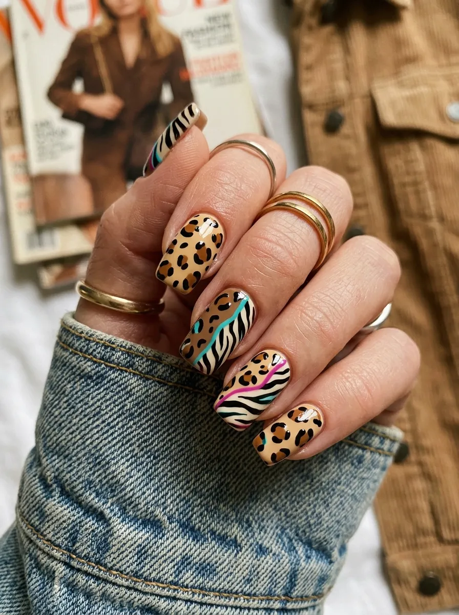 90s Animal Print Nails