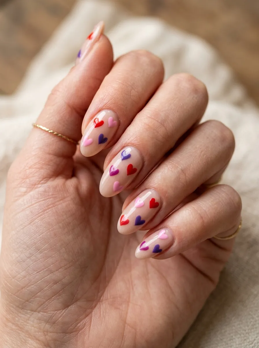90s Heart Nail Art