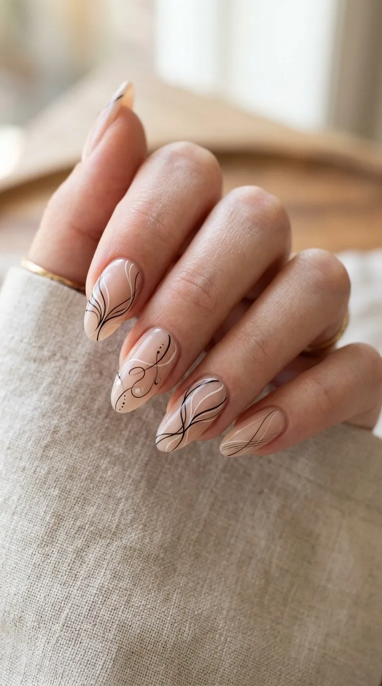 Abstract Line Art Nails