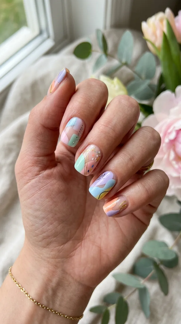 Abstract Pastel April Nails