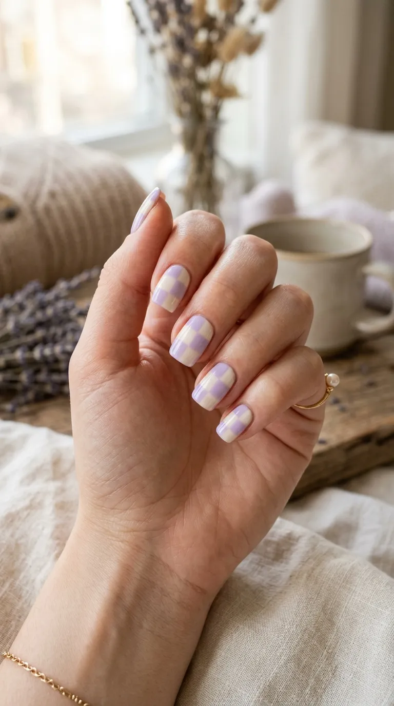 Aesthetic Checkerboard Nails
