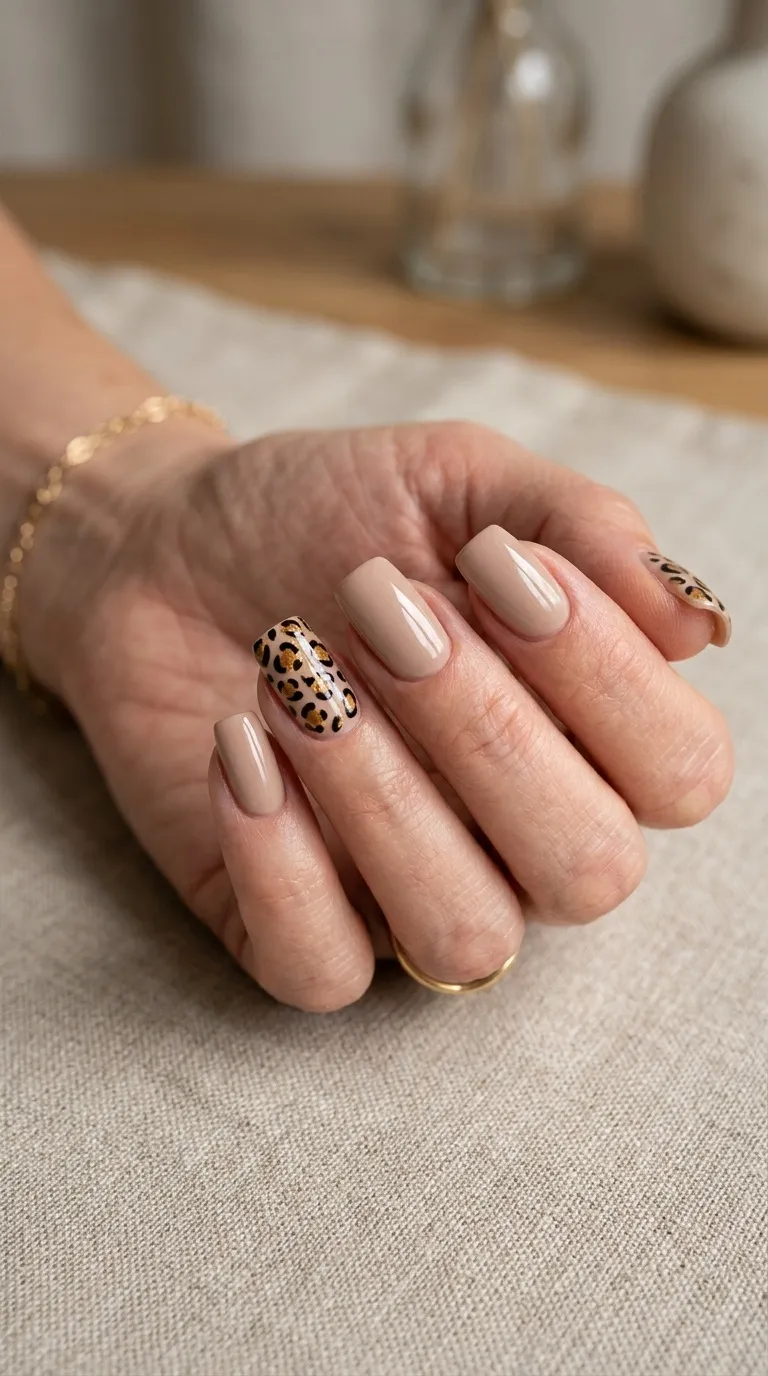 Animal Print Accent Nails
