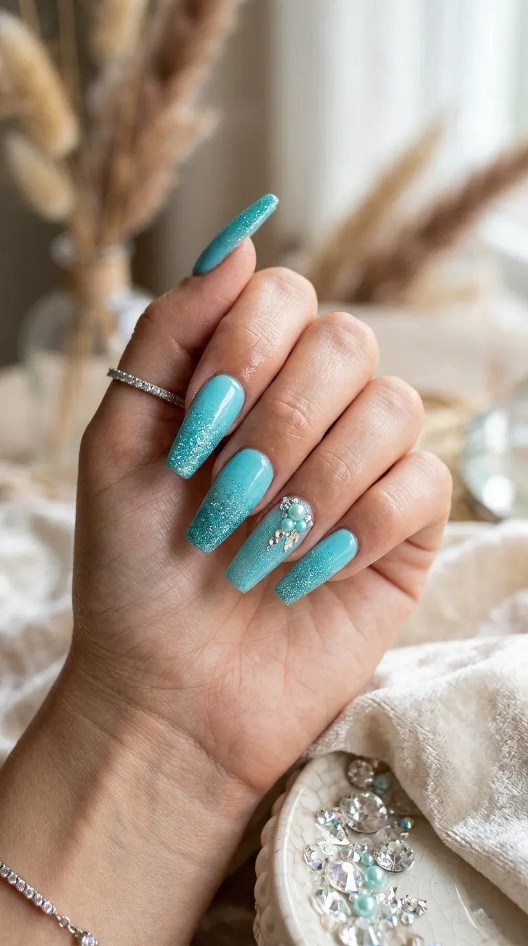 Aqua Coffin Nails