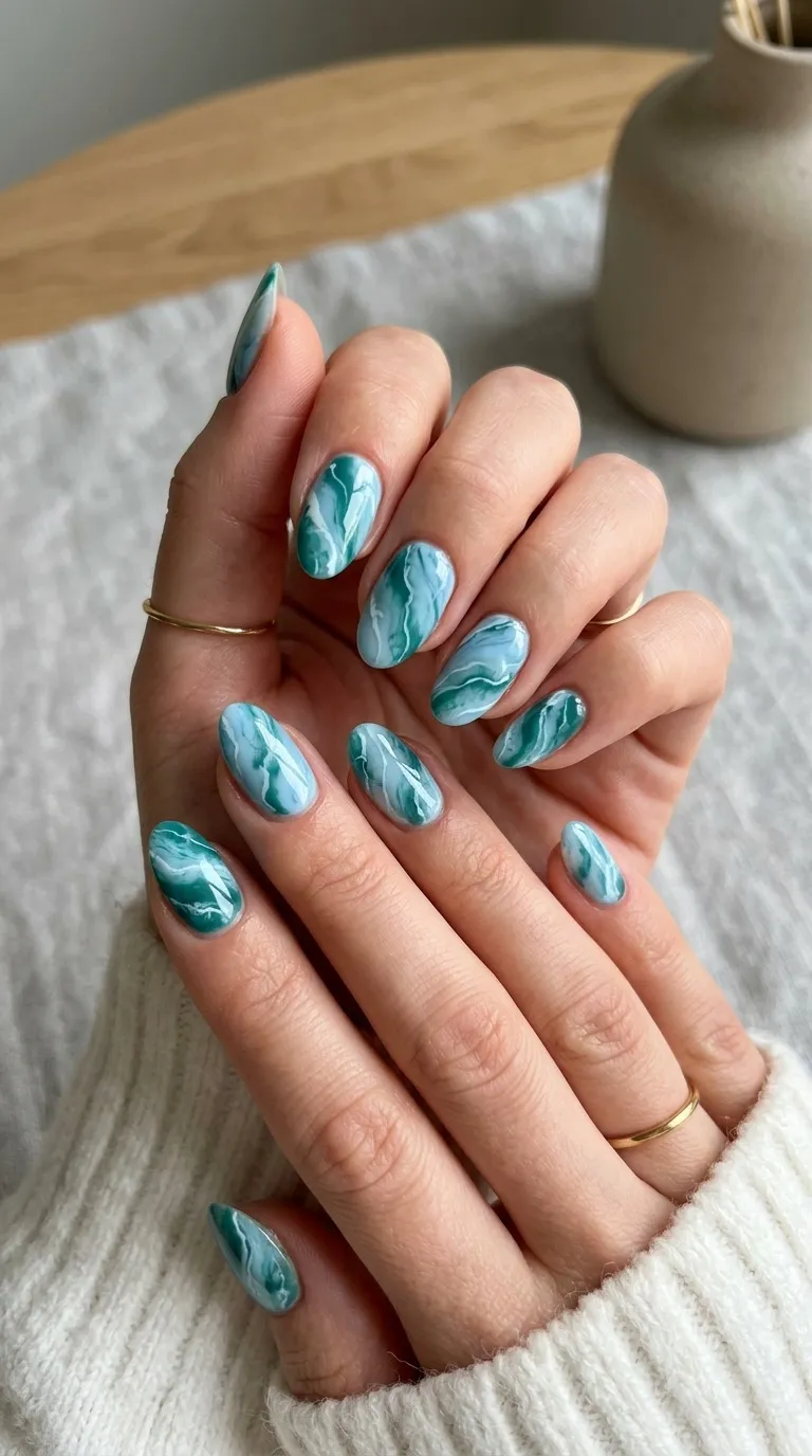 Aqua Marble Nails