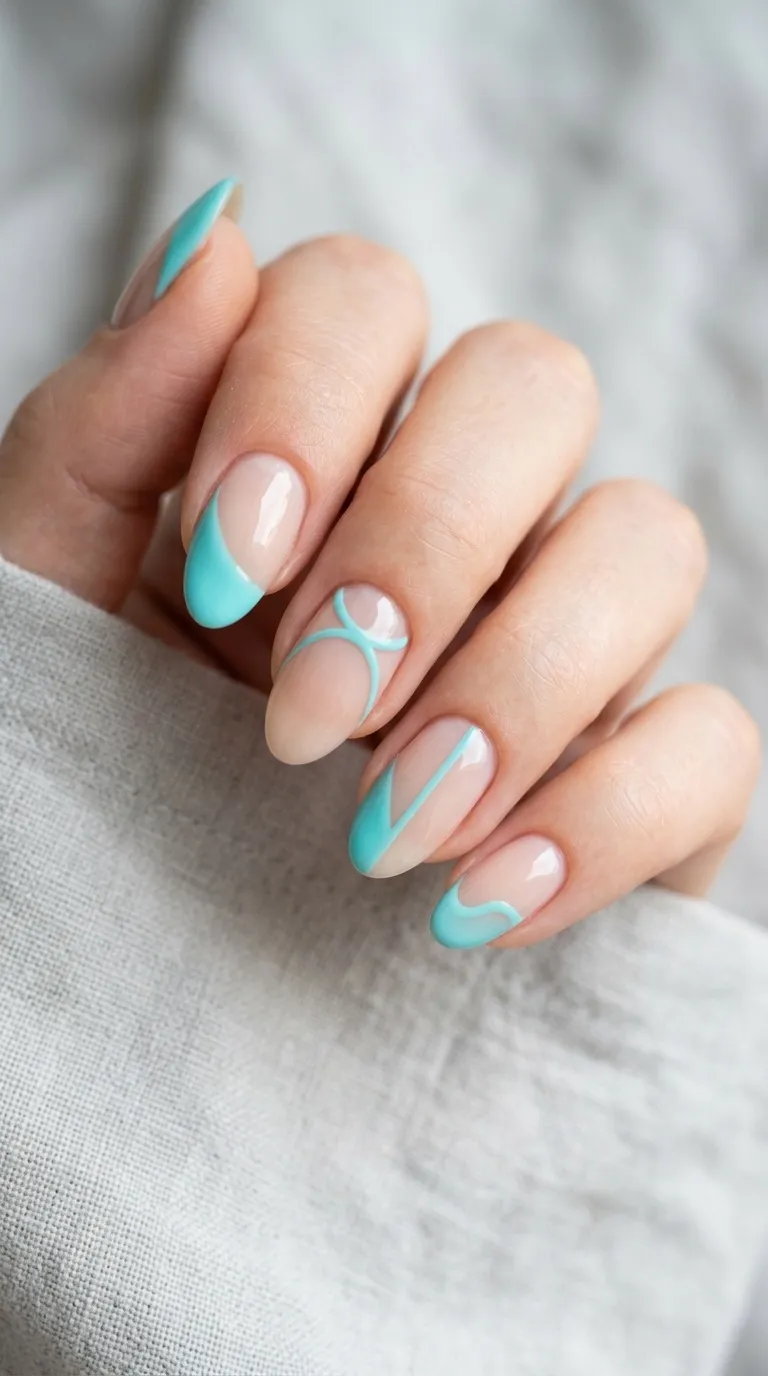 Aqua Negative Space Nails