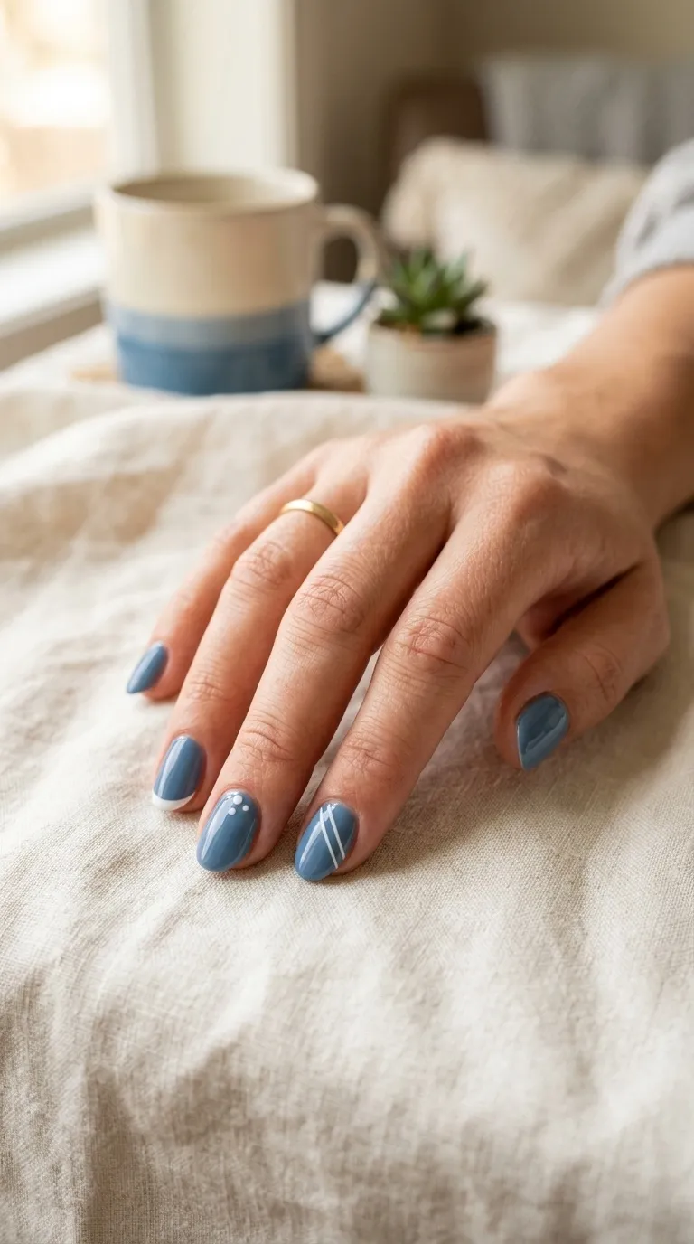 At Home Blue Nail Art