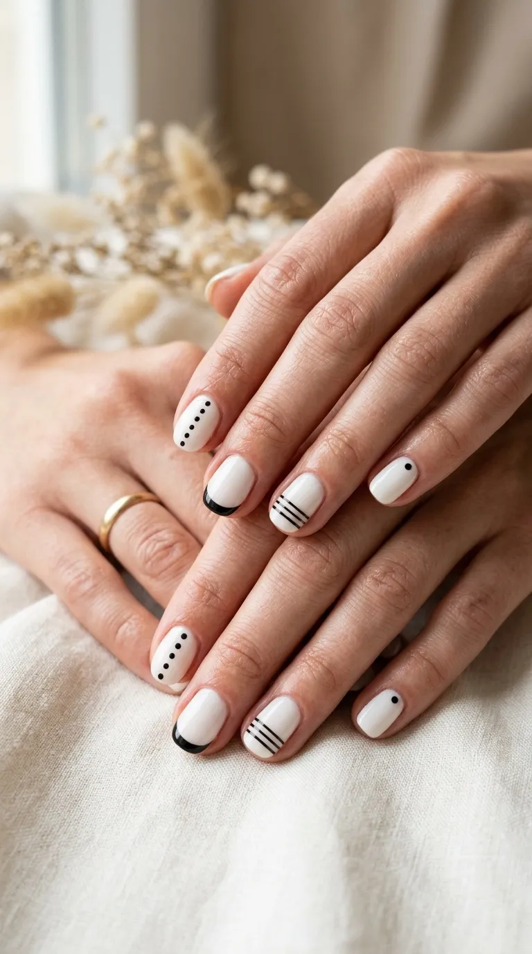 Basic Black and White Nails