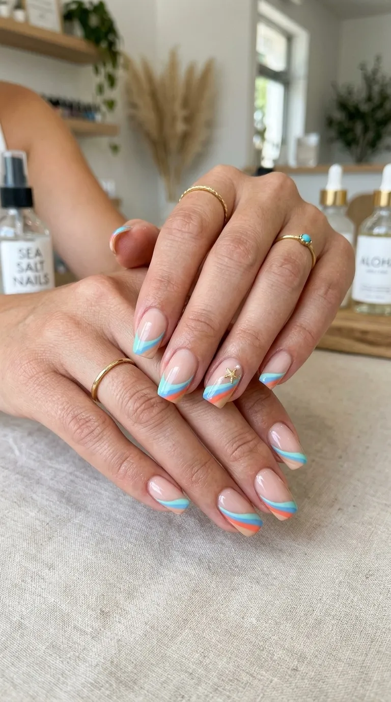 Beach French Tip Nails