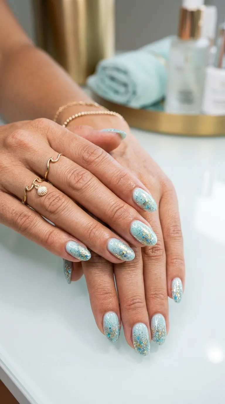 Beach Glitter Nail Art