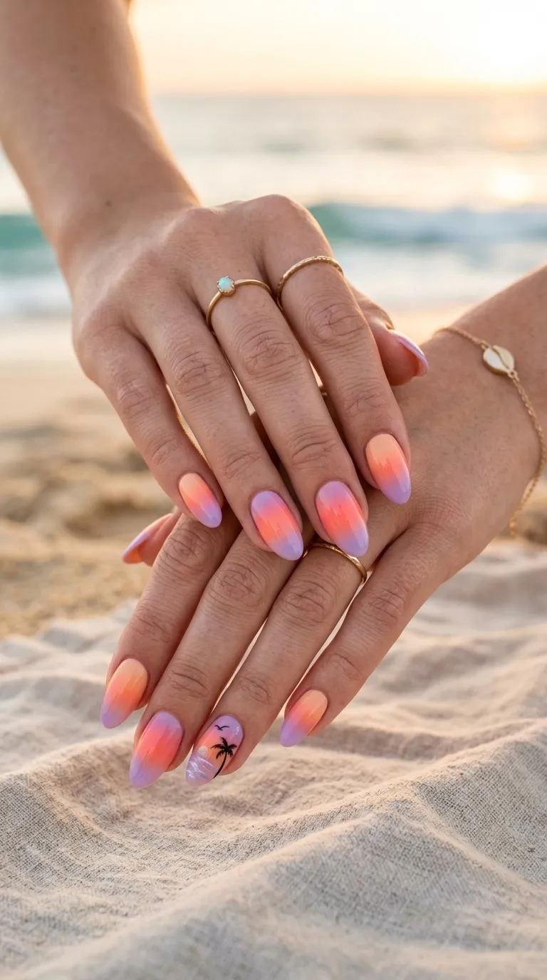 Beach Sunset Nail Art