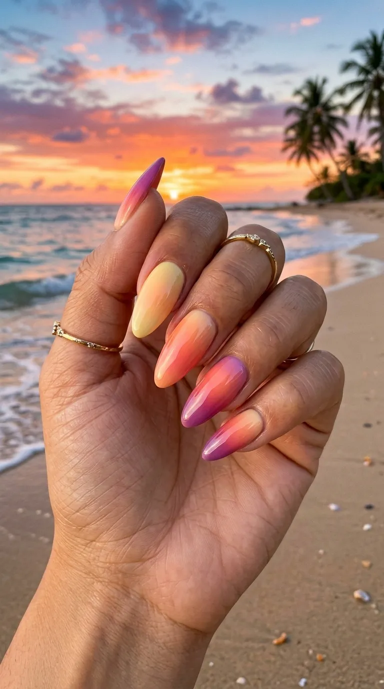 Beach Sunset Ombre Nails