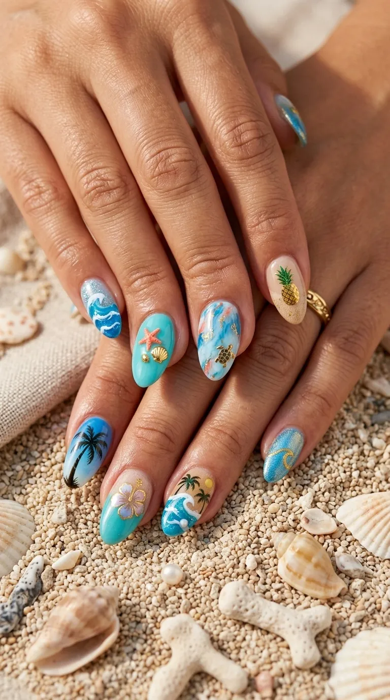 Beach Vacation Nail Art