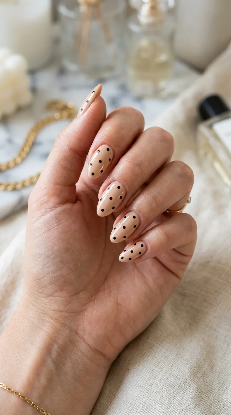 Black Dots on Nude Nails