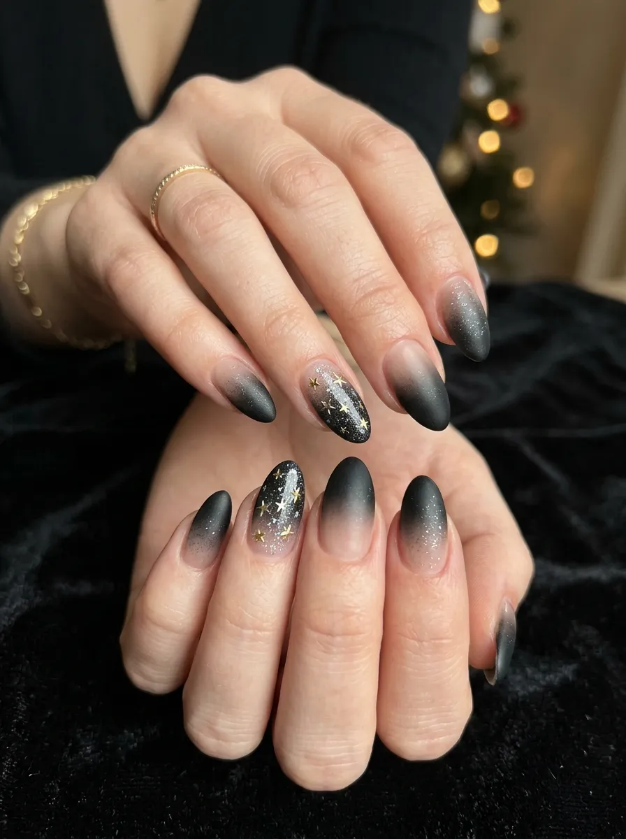 Black Ombre Chrome Nails