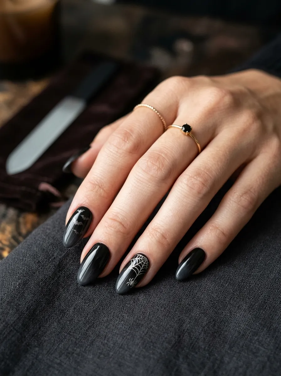 Black Ombre Halloween Nails