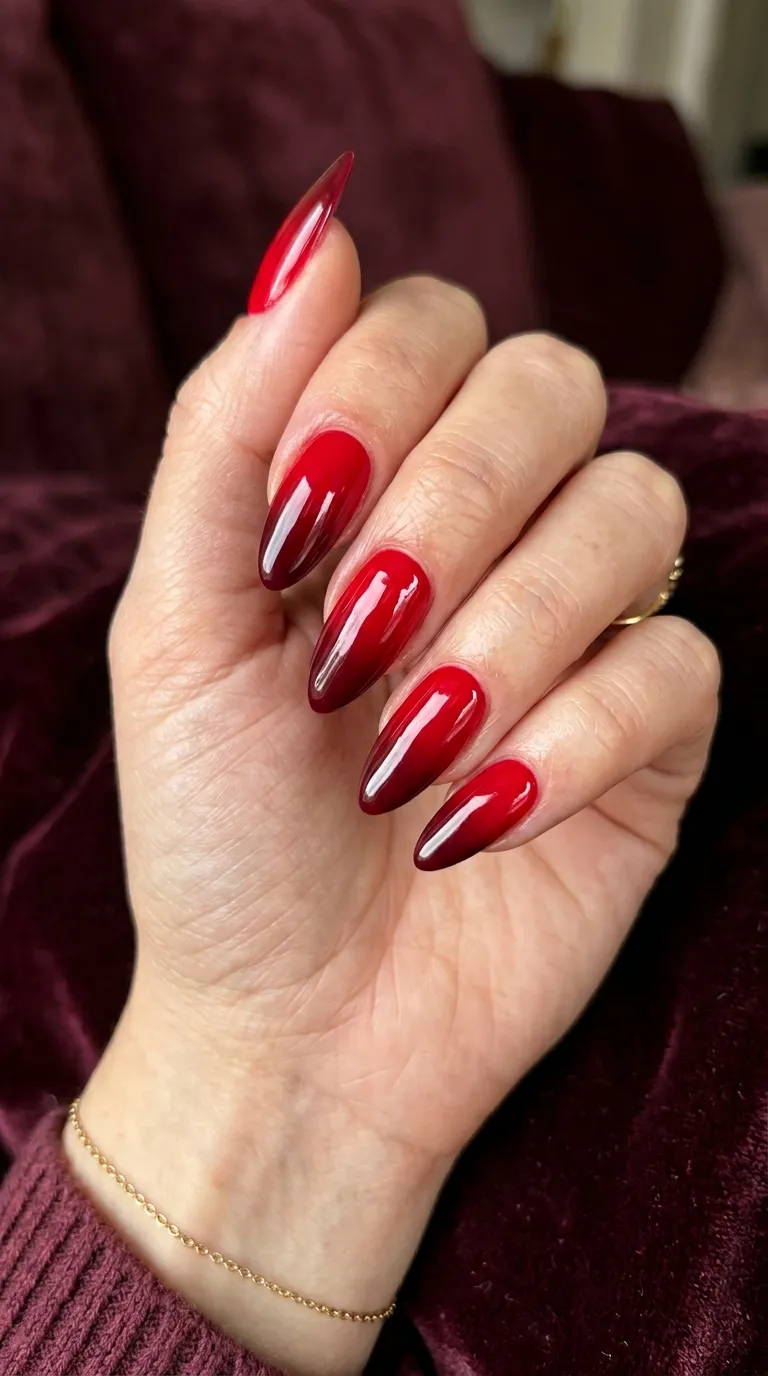 Black and Nude Gradient Ombre Nails