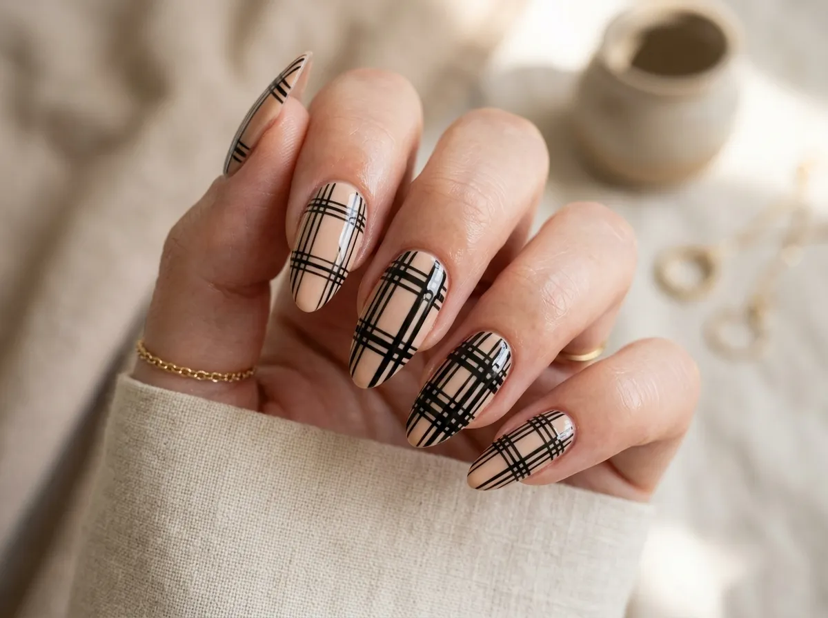 Black and Nude Plaid