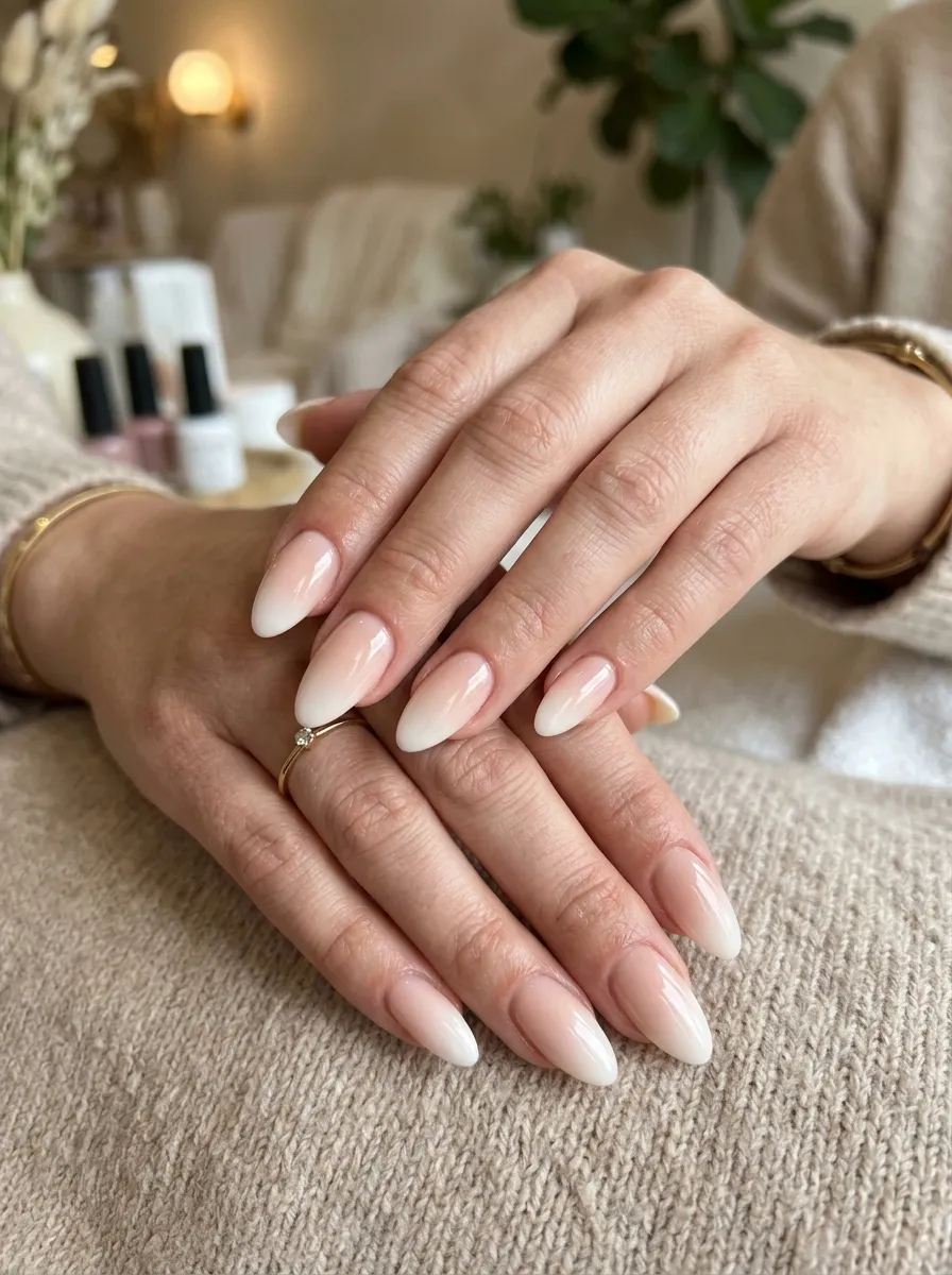 Blue Ombre French Nails