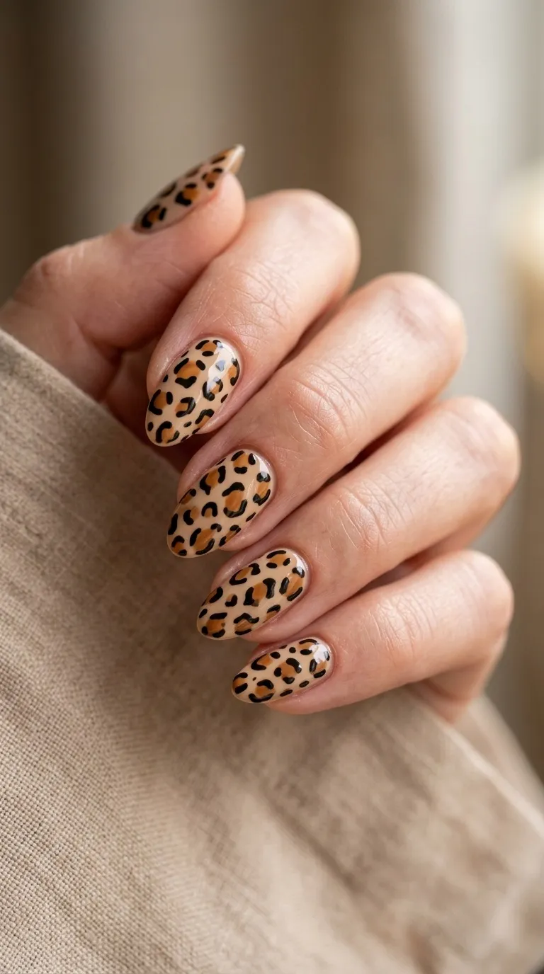 Brown Leopard Print Nails