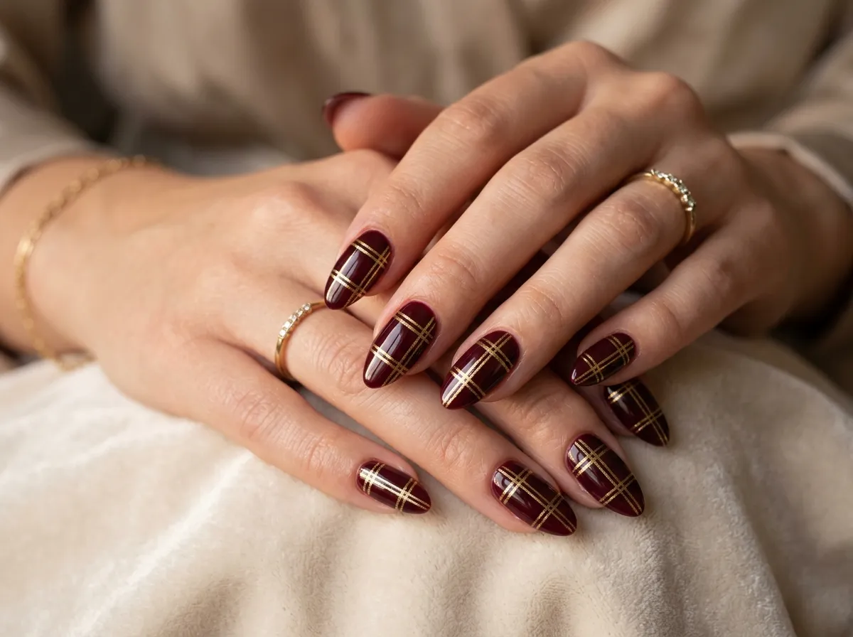 Burgundy and Gold Plaid