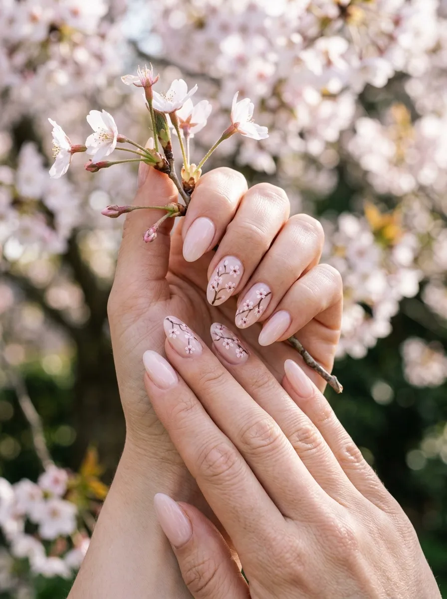 Cherry Blossom April Nails