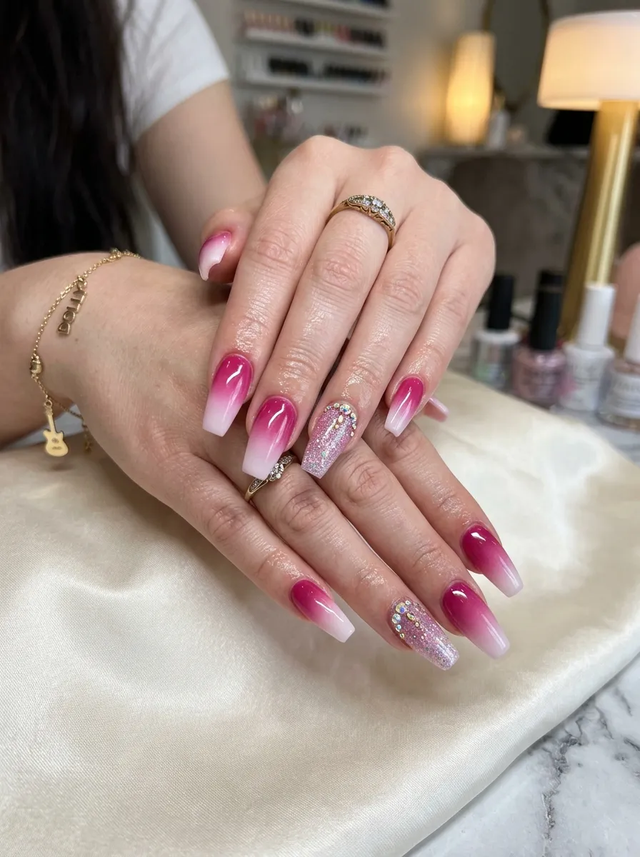 Classic Pink Dolly Parton Nails
