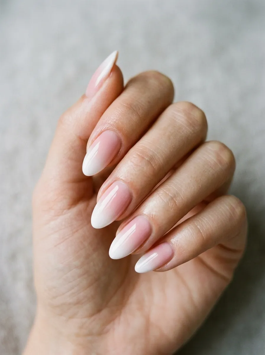 Classic Pink and White Ombre Nails