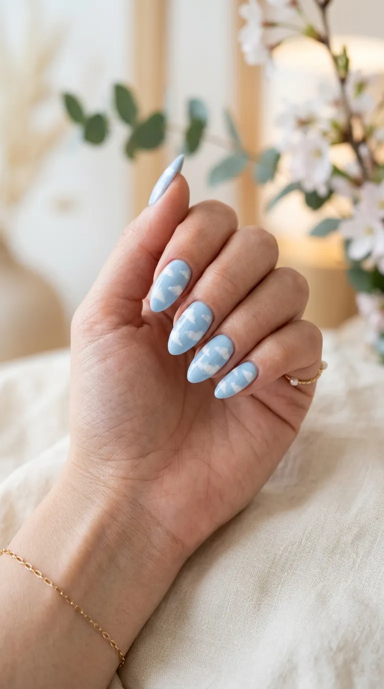 Cloud and Sky Spring Nails