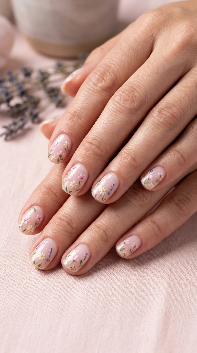 Dainty Spring Flower Nails