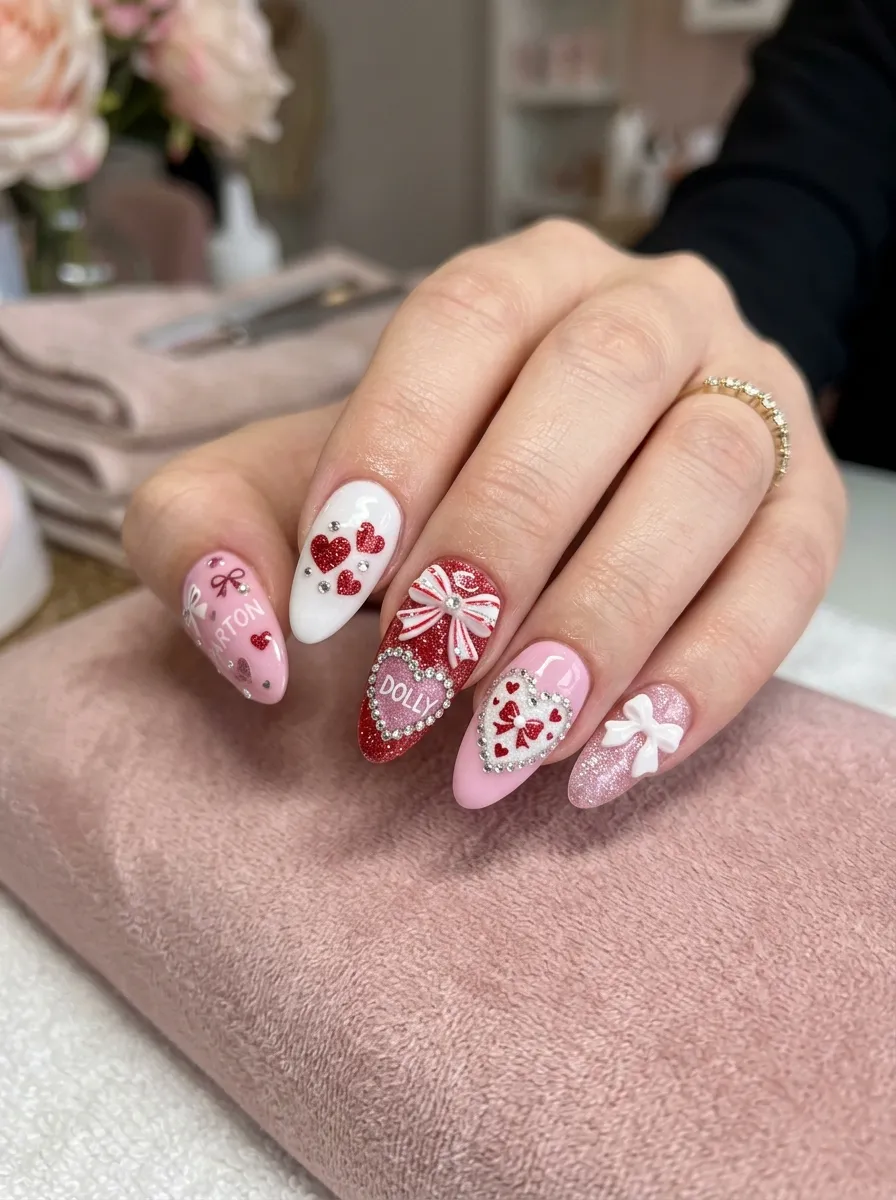 Dolly Parton Heart Nail Art