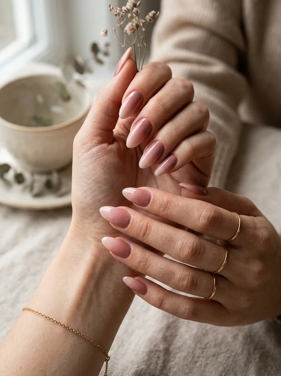 Dusty Pink Ombre Nails