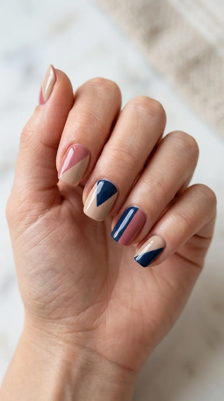 Easy Color Block Nails