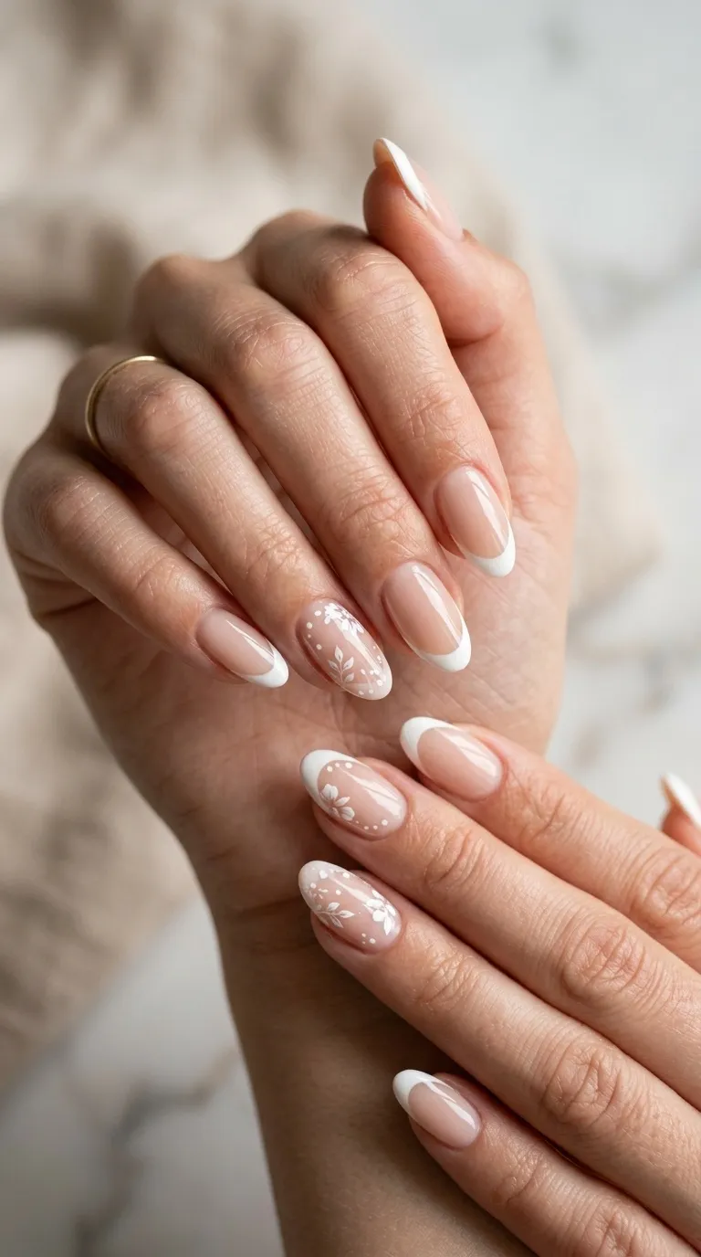 Easy Nude and White Nails