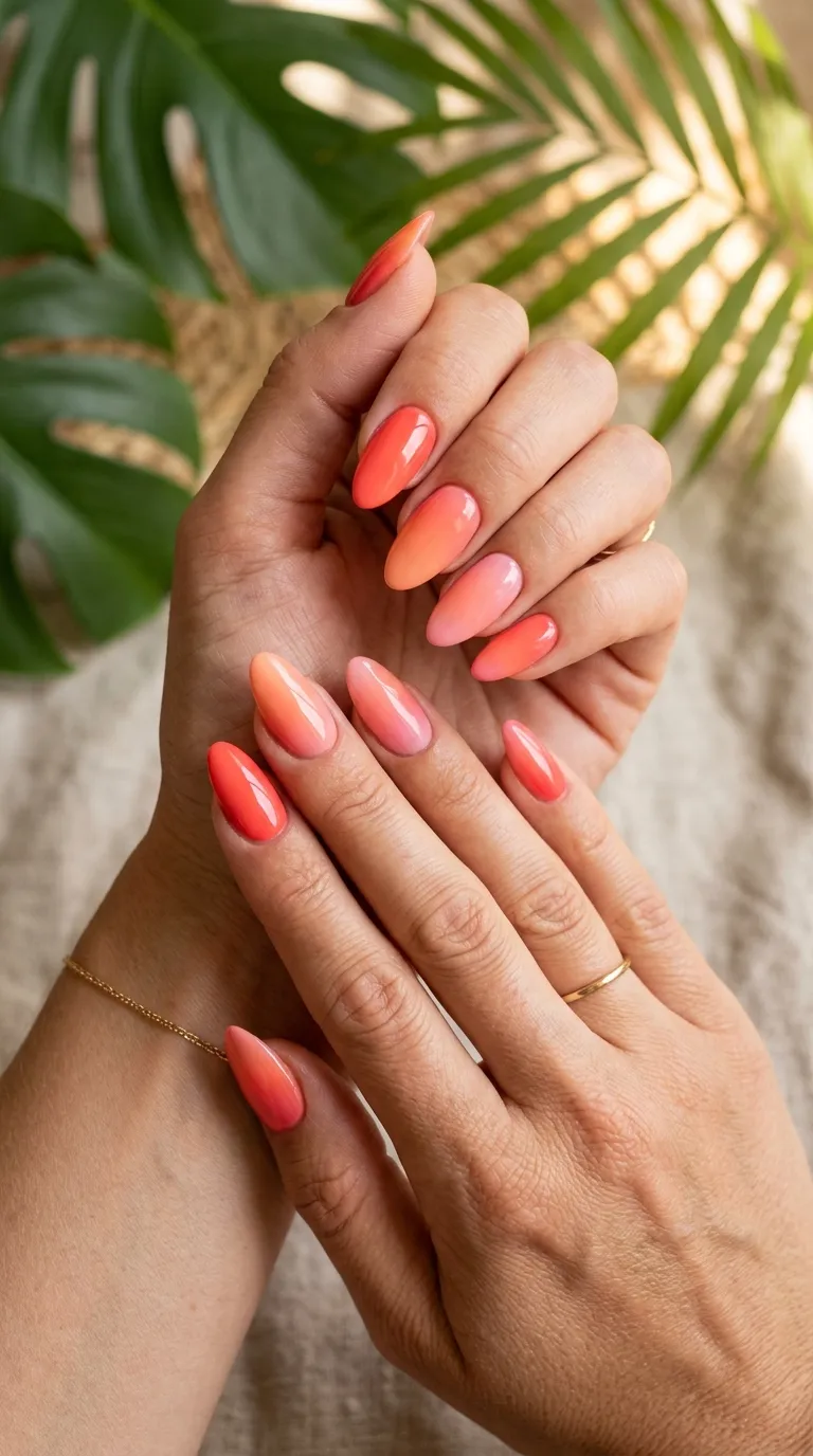Floral Gradient Ombre Nails