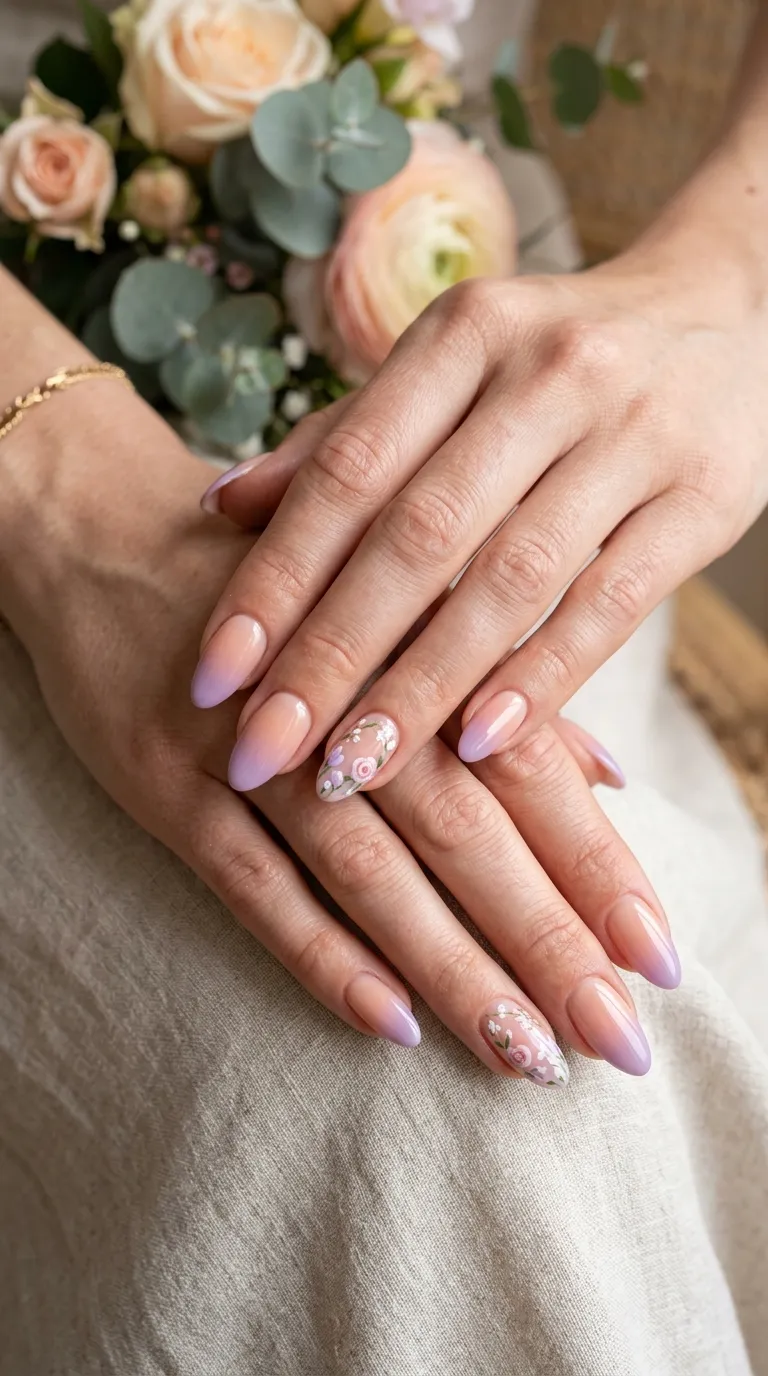 Floral Ombre April Nails