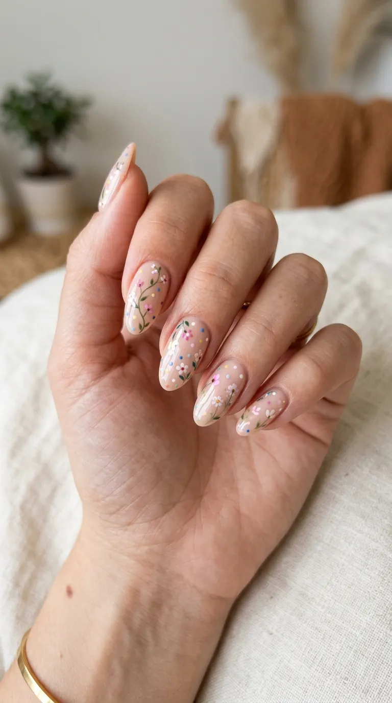 Floral Polka Dot Nail Art