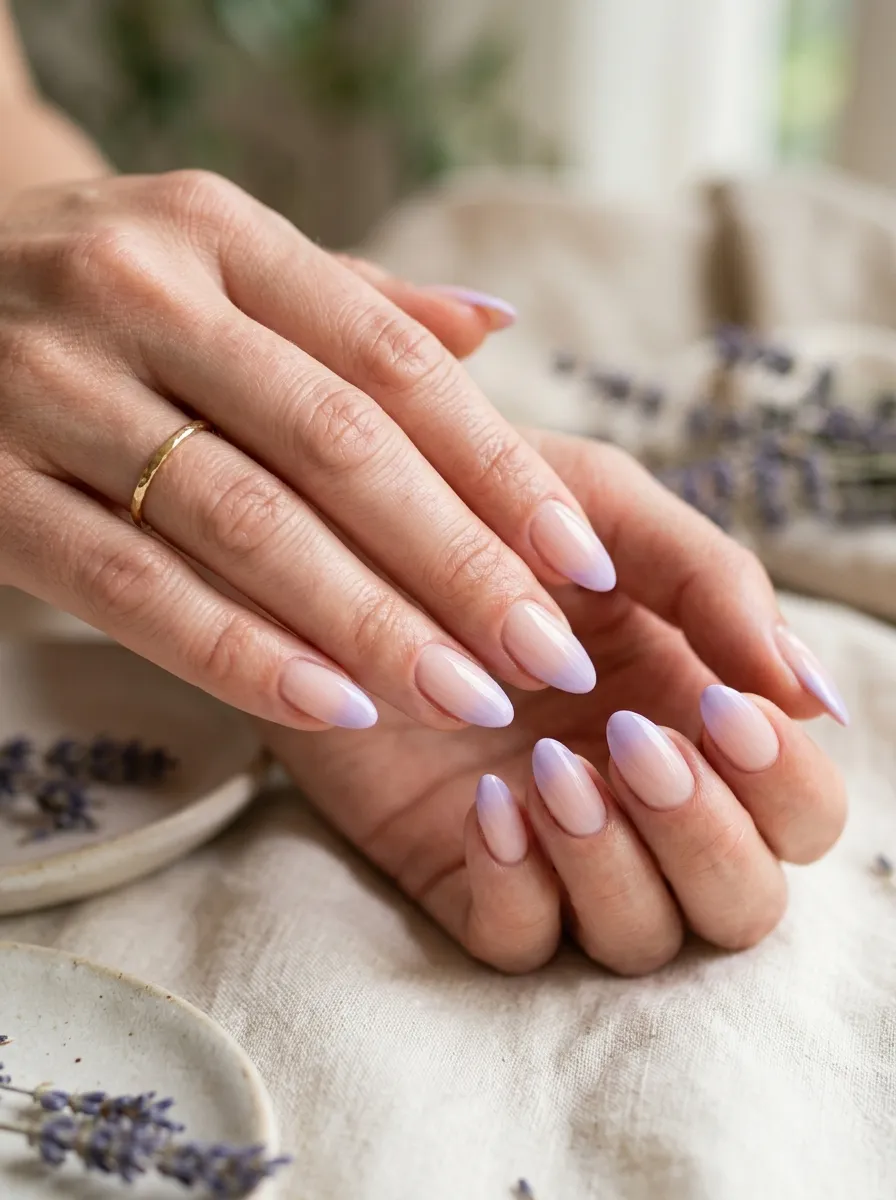 French Ombre Almond Nails
