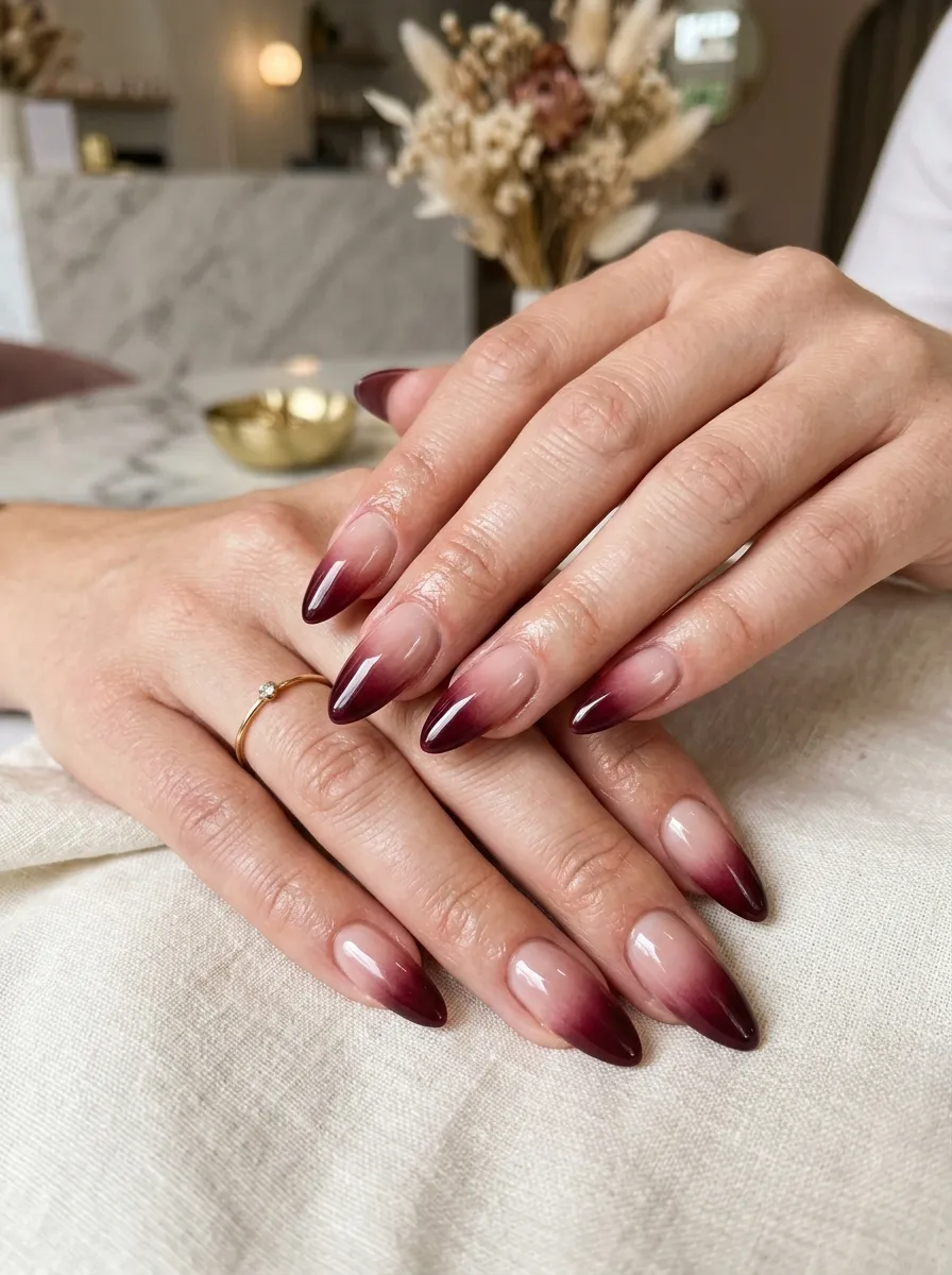French Ombre Coffin Nails