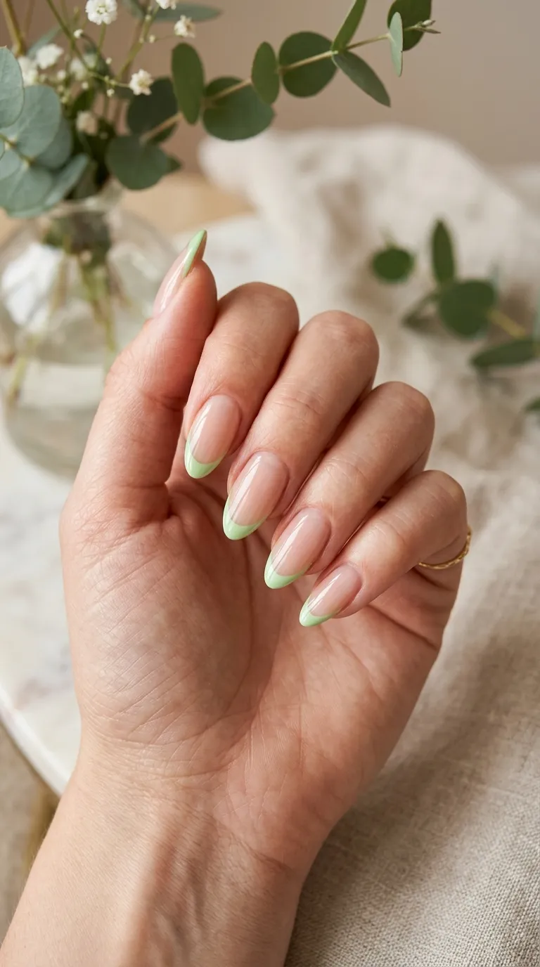 Fresh Green French Tip Nails