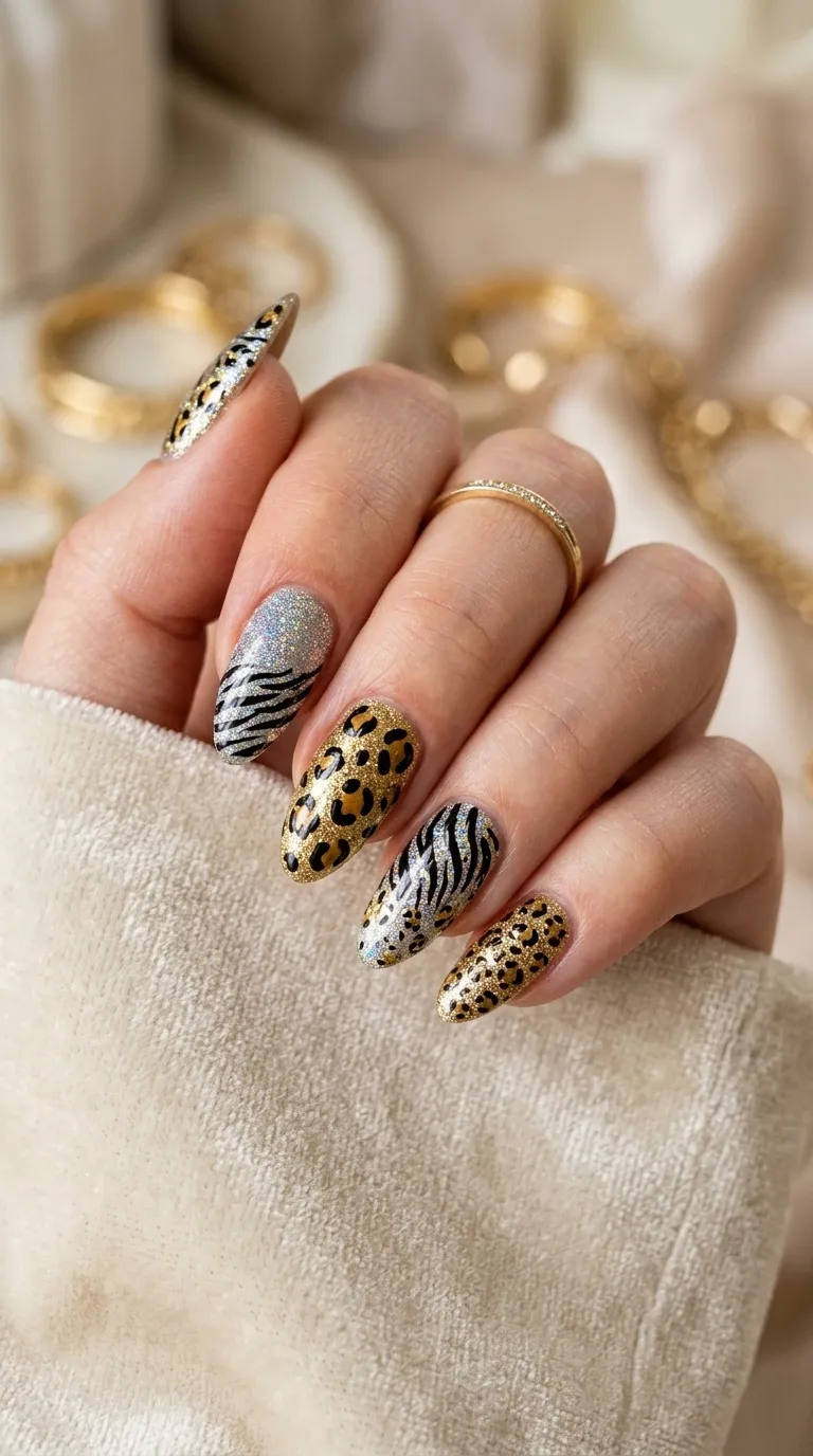 Glitter Animal Print Nails