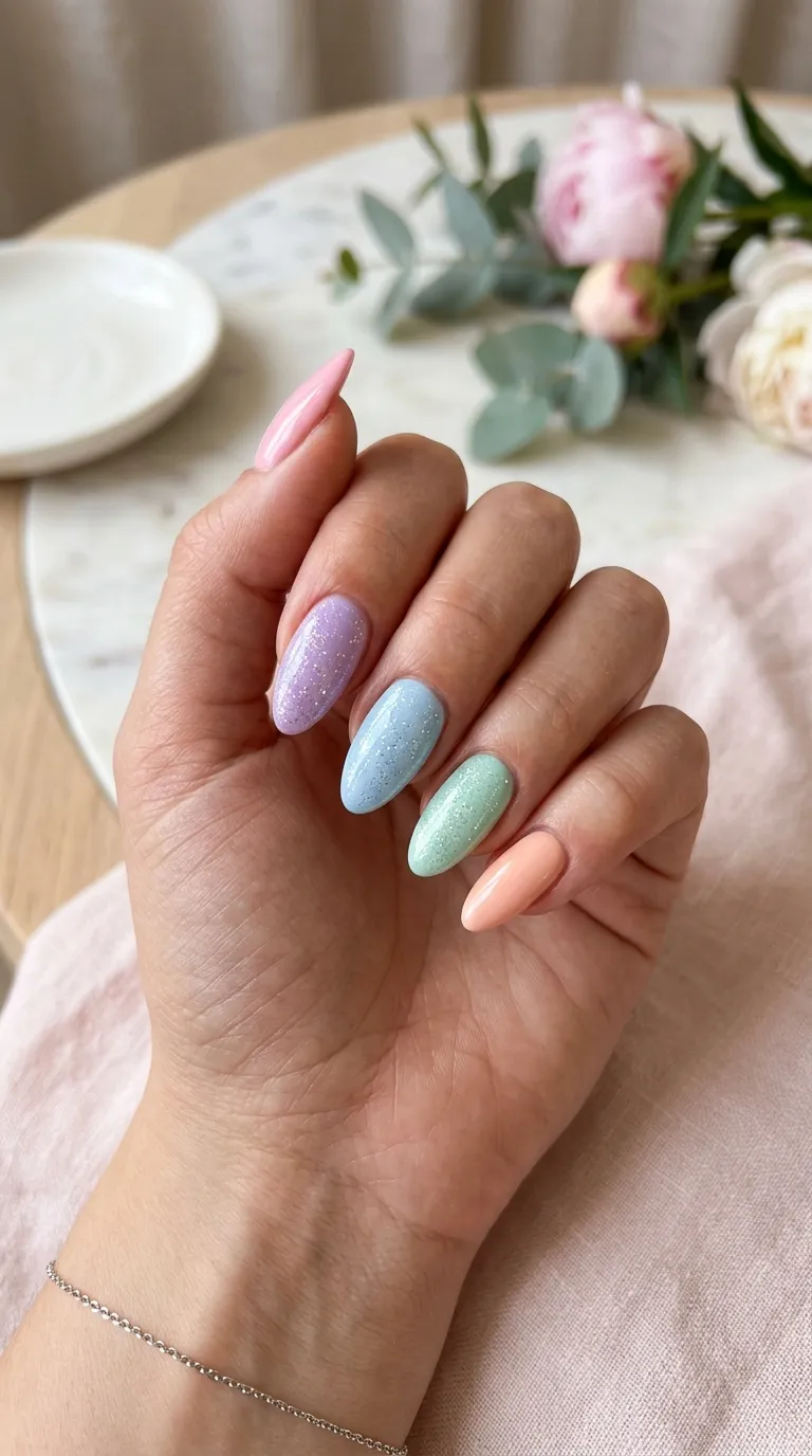 Glitter Pastel April Nails