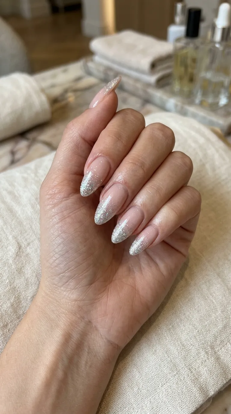 Glitter Tip Gradient Nails