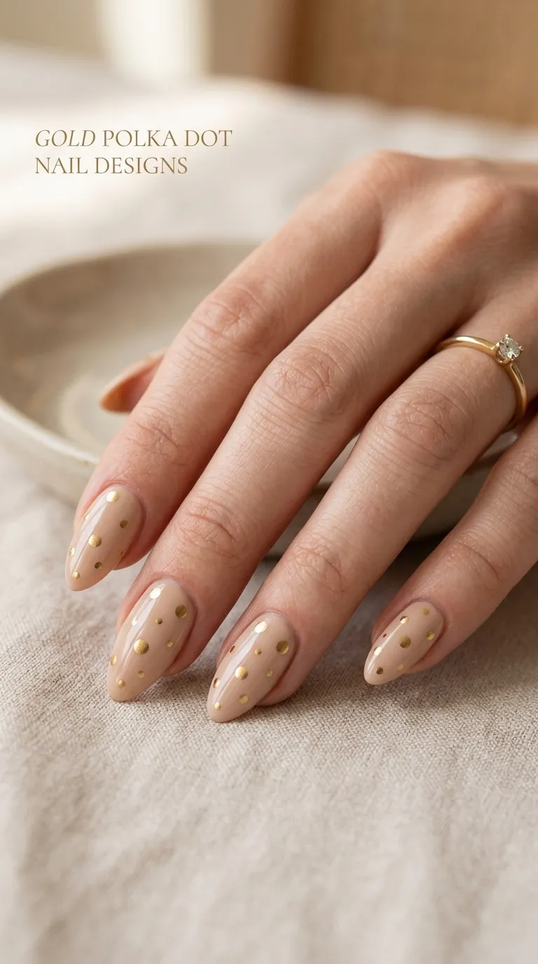 Gold Polka Dot Nail Designs