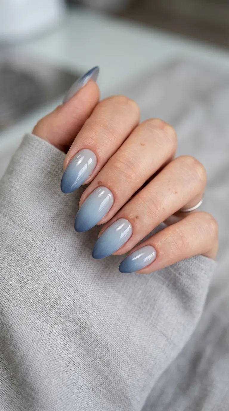 Gray Glitter Ombre Nails