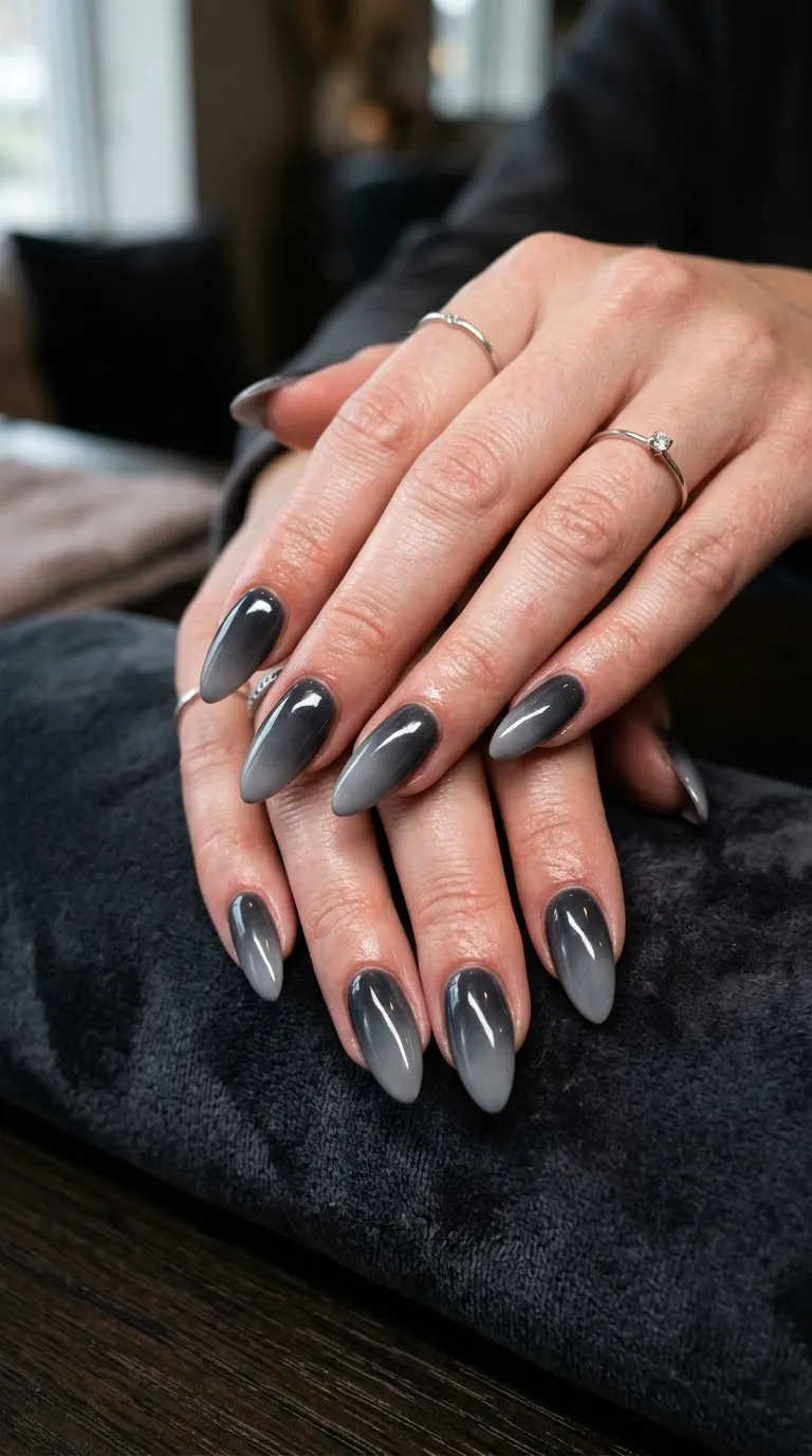 Gray Marble Ombre Nails