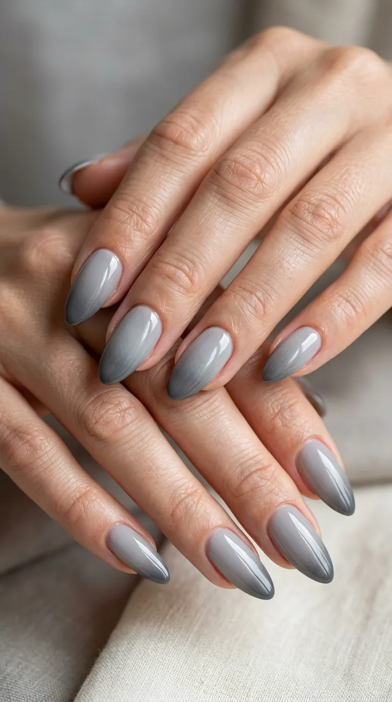 Gray Ombre Coffin Nails